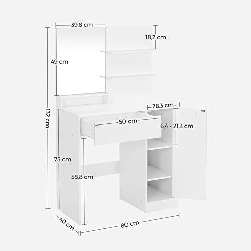 Dressing Table with Mirror, Drawer & Storage - Karrari