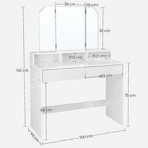 Vanity Table with Folding Mirror & Storage - Karrari
