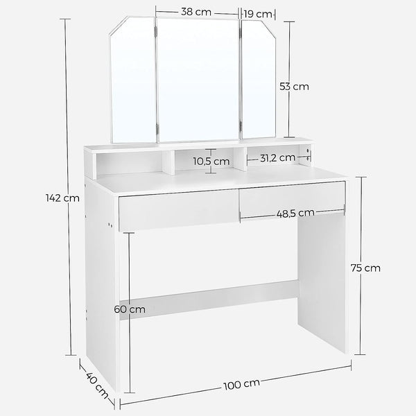 Vanity Table with Folding Mirror & Storage - Karrari