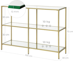 Gold Glass Console Table - Karrari