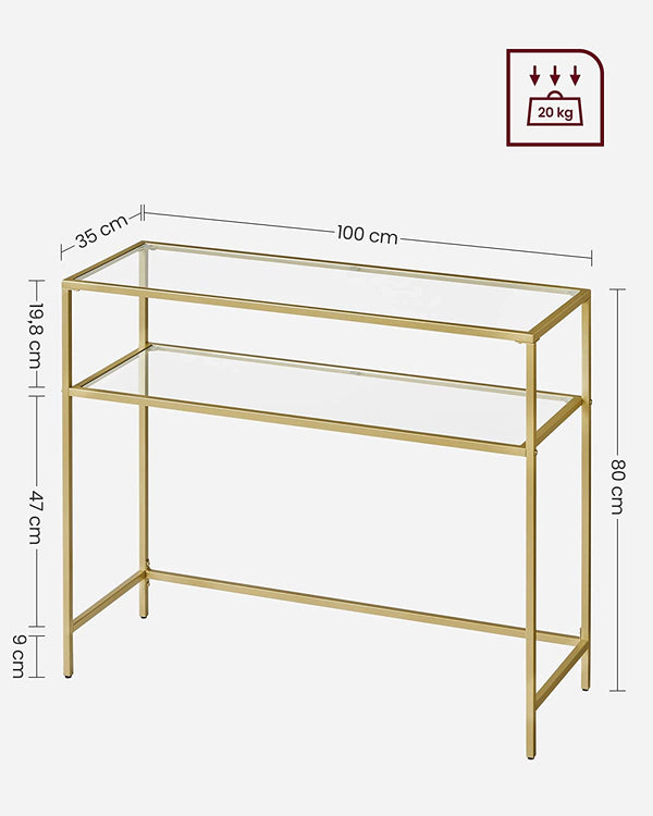 Gold Glass Console Table - Karrari