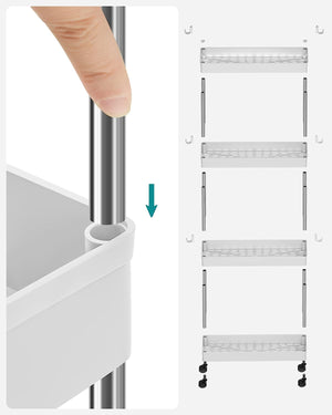 4-Tier Cloud White Storage Trolley - Karrari