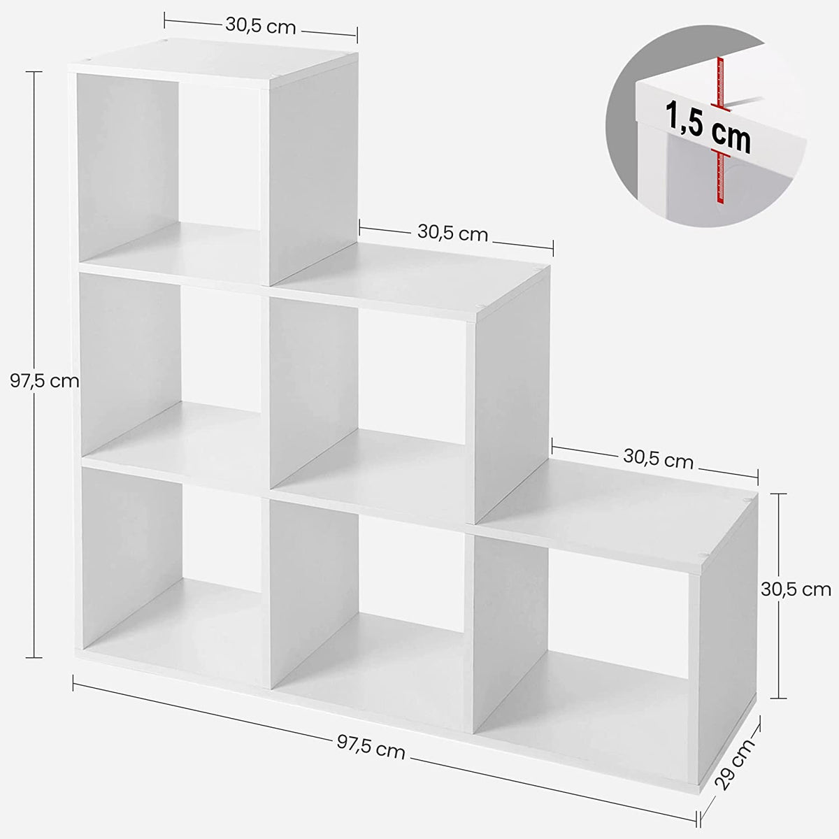 Stair Shelf Bookcase Step Shelf with 6 Cube Ladder Shelf Room Divider