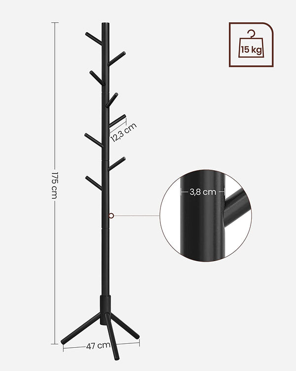 Wooden Coat Stand with 8 Hooks - Karrari