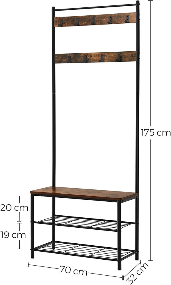 Coat Rack with Bench & Shoe Shelves - Karrari