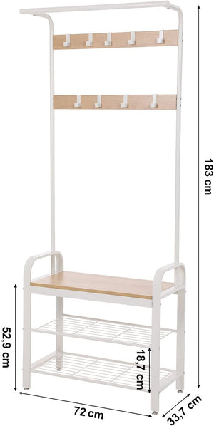 4-in-1 Coat Rack, Shoe Bench & Hooks - Karrari