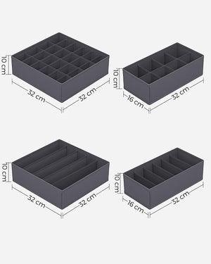 Set of 8 Fabric Underwear Storage Drawer Organisers - Karrari