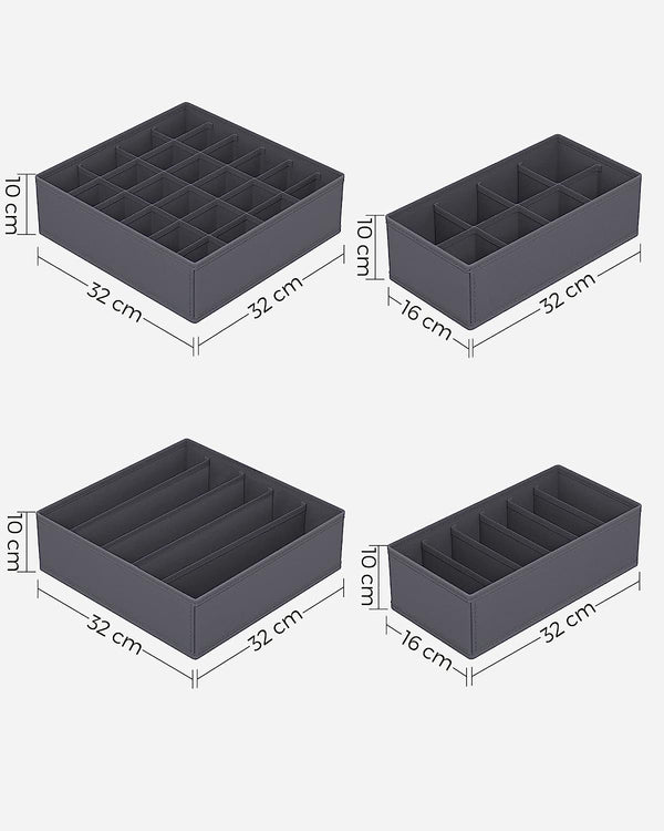 Set of 8 Fabric Underwear Storage Drawer Organisers - Karrari