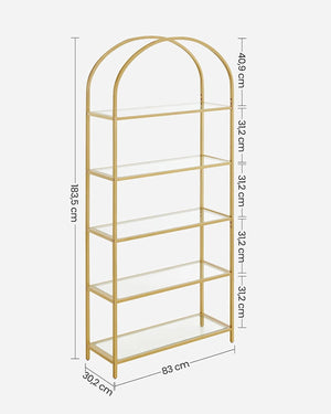 5-Tier Gold Arched Glass Shelf - Karrari