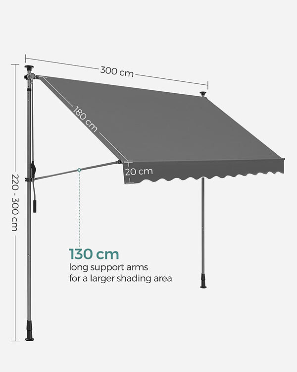 Balcony Sun Awning - Crank Operated, Adjustable Height - Karrari