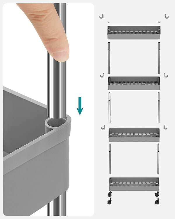 4-Tier Dove Grey Storage Trolley - Karrari
