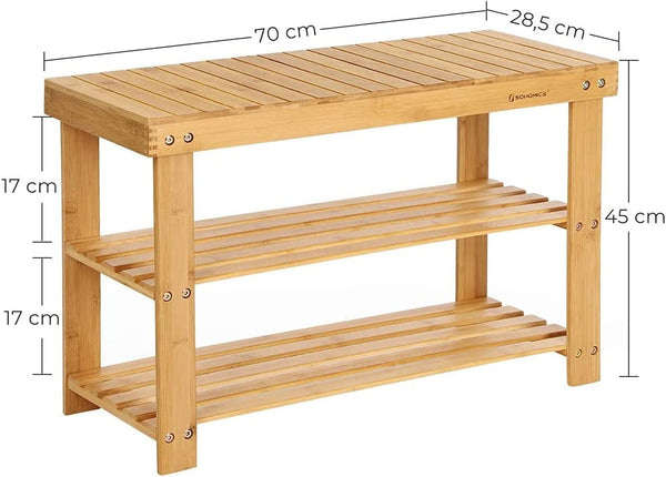 3-Tier Shoe Organizer Bench – Bamboo - Karrari