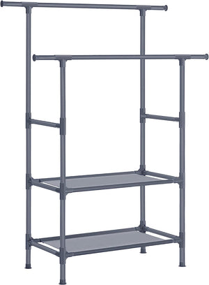 Clothes Rack with Double Rails & Shelves - Karrari