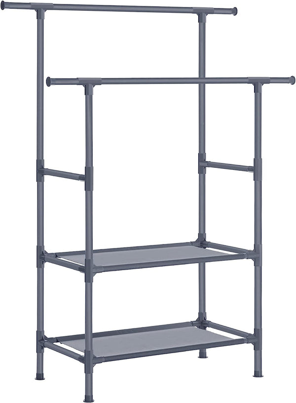 Clothes Rack with Double Rails & Shelves - Karrari