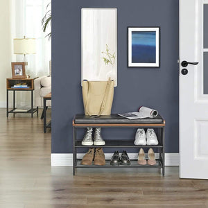 Padded Shoe Bench with Mesh Shelf - Karrari
