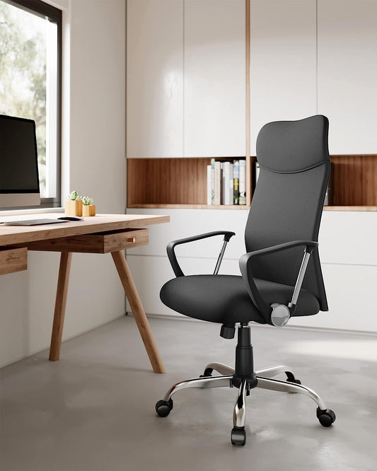 Office Chair, Ergonomic Swivel Chair, Padded Seat, Fabric Cover, Adjustable and Tilting