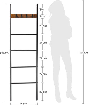 5-Tier Slanted Ladder Shelf with Hooks - Karrari