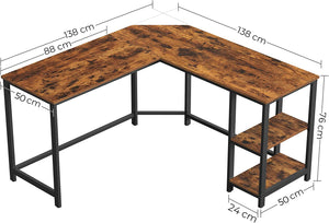 L-Shaped Corner Desk with Storage Shelves - Karrari