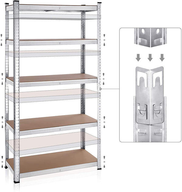 Set of 2 Heavy-Duty 5-Tier Steel Shelving Units (40x90x180cm) - Karrari