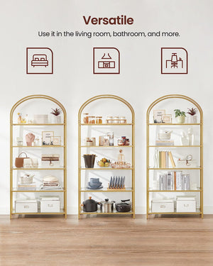 5-Tier Gold Arched Glass Shelf - Karrari