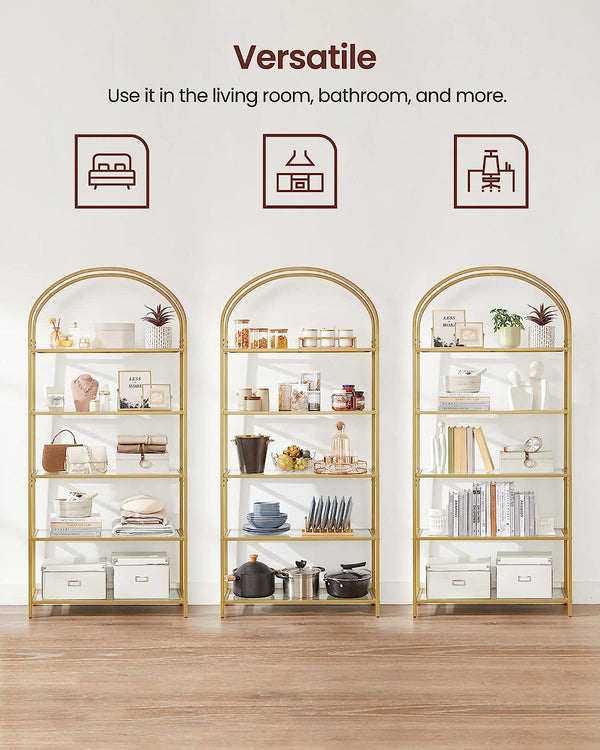 5-Tier Gold Arched Glass Shelf - Karrari