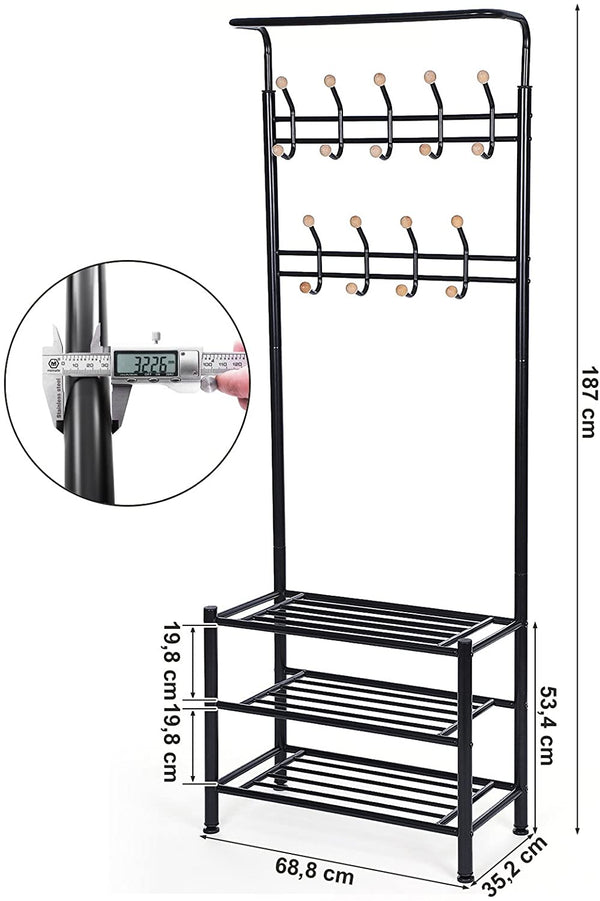 Hall Tree Coat Rack & Shoe Storage - Karrari