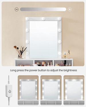 Vanity with Mirror, Lights, Drawers & Shelves - Karrari