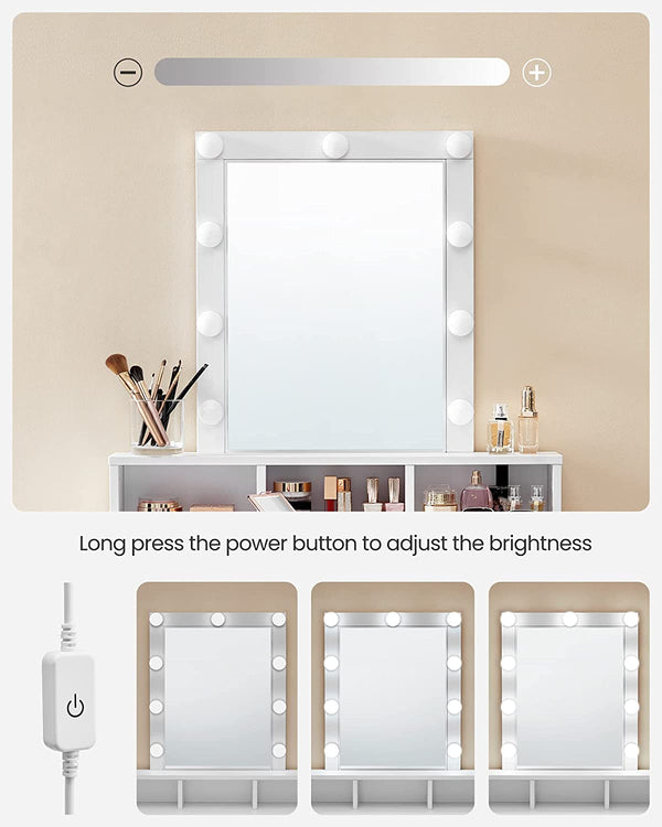 Vanity with Mirror, Lights, Drawers & Shelves - Karrari