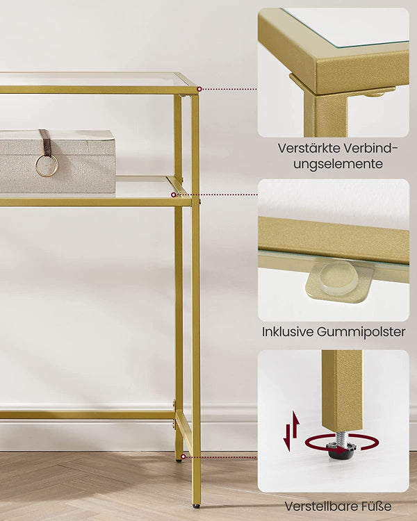 Gold Glass Console Table - Karrari