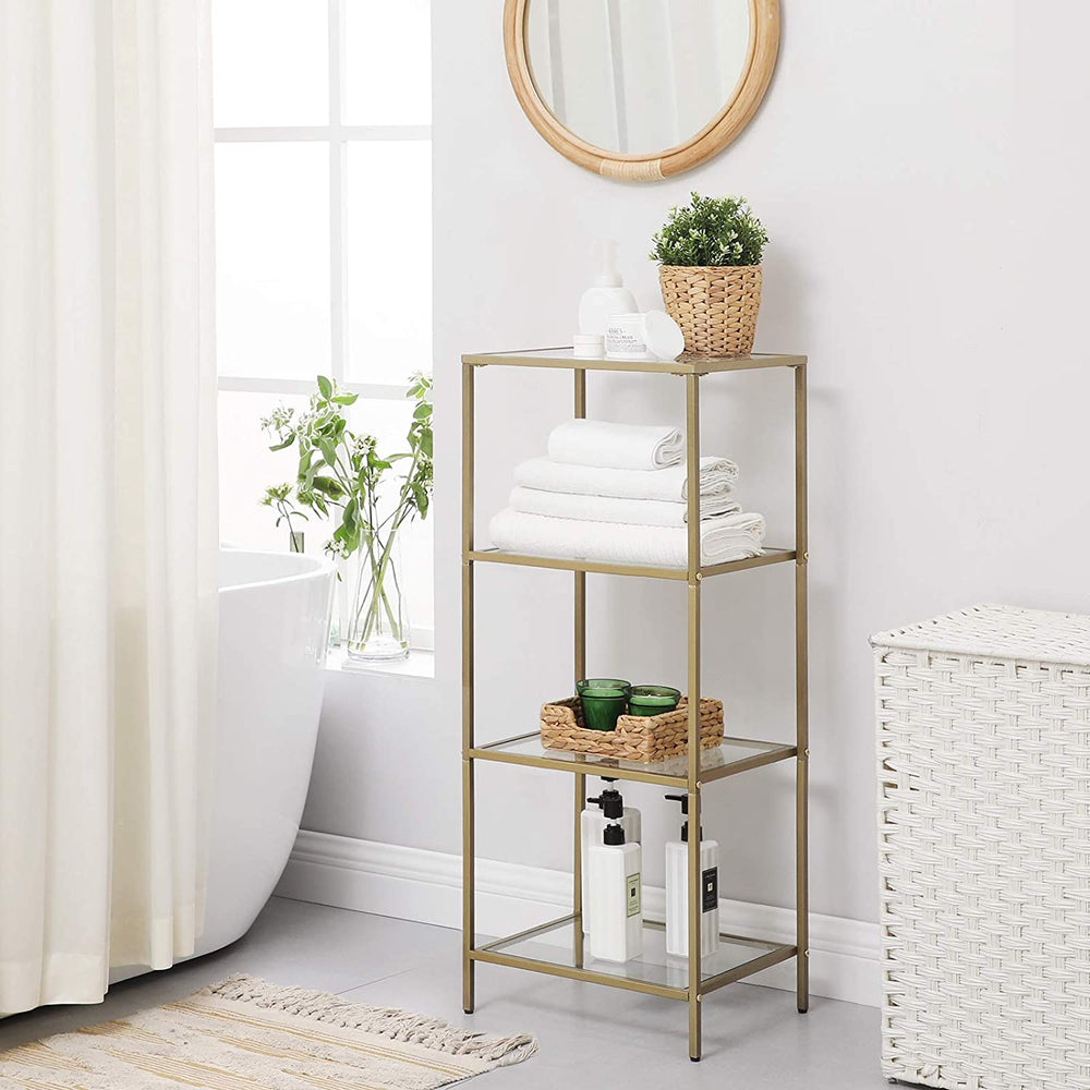 4-Tier Glass Bookshelf - Metallic Gold - Karrari