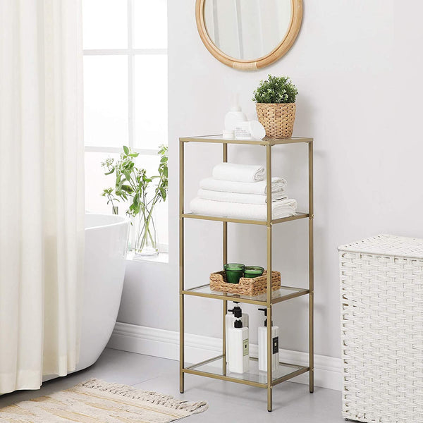 4-Tier Glass Bookshelf - Metallic Gold - Karrari