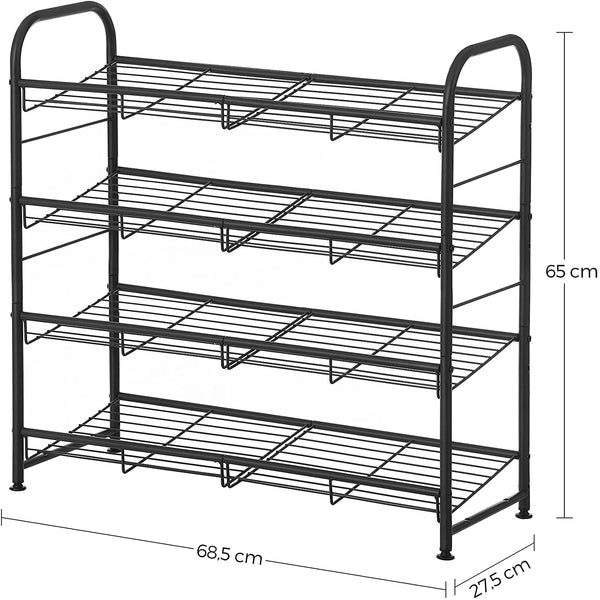 4-Tier Stackable Metal Shoe Rack (Holds upto 16 Pairs) - Karrari