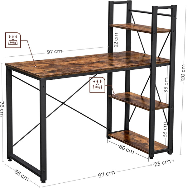 Writing Desk with Reversible Storage Shelves - Karrari