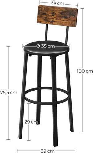 Set of 2 PU Bar Stools - Karrari