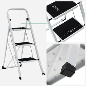 3-Step Folding Steel Ladder (150kg Capacity, Anti-Slip) - Karrari