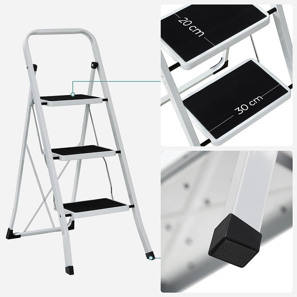 3-Step Folding Steel Ladder (150kg Capacity, Anti-Slip) - Karrari
