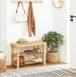 3-Tier Shoe Organizer Bench – Bamboo - Karrari