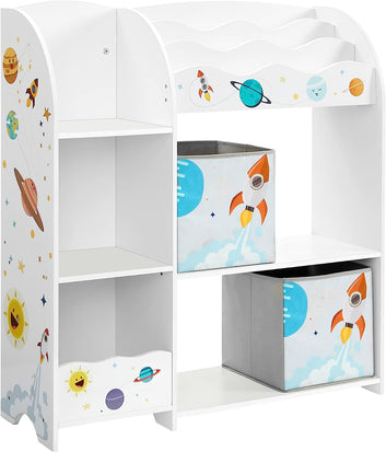 Toy and Book Organiser for Kids, Multi-Functional Storage Unit with 2 Storage Boxes, High Capacity, Universal Theme