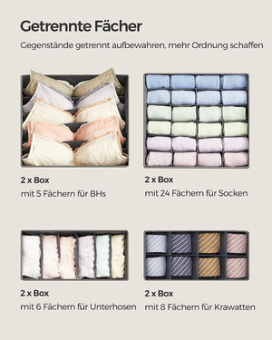 Set of 8 Fabric Underwear Storage Drawer Organisers - Karrari