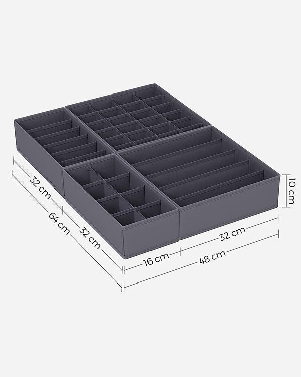 Set of 8 Fabric Underwear Storage Drawer Organisers - Karrari