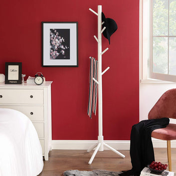 Coat Rack, Free Standing Coat Tree, Solid Wood Coat and Hat Stand