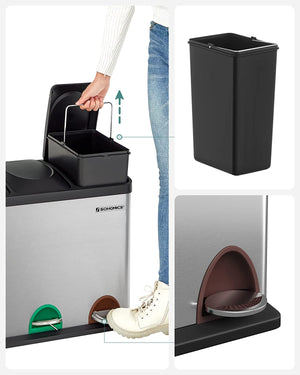 Triple Pedal Recycling Bin 3×15L (Stainless Steel) - Karrari