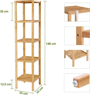 5-Tier Bamboo Bathroom & Storage Shelf - Karrari