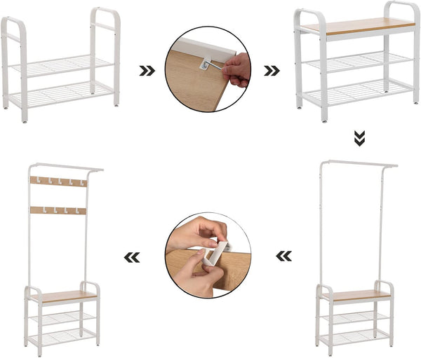4-in-1 Coat Rack, Shoe Bench & Hooks - Karrari