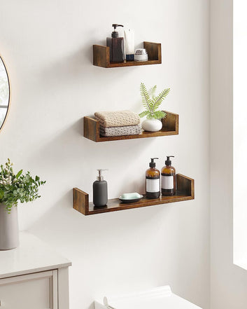Floating Shelf Set of 3, Wall Shelves, 30/45/60 cm, Decorative Shelves, Each Shelf Holds up to 10 kg