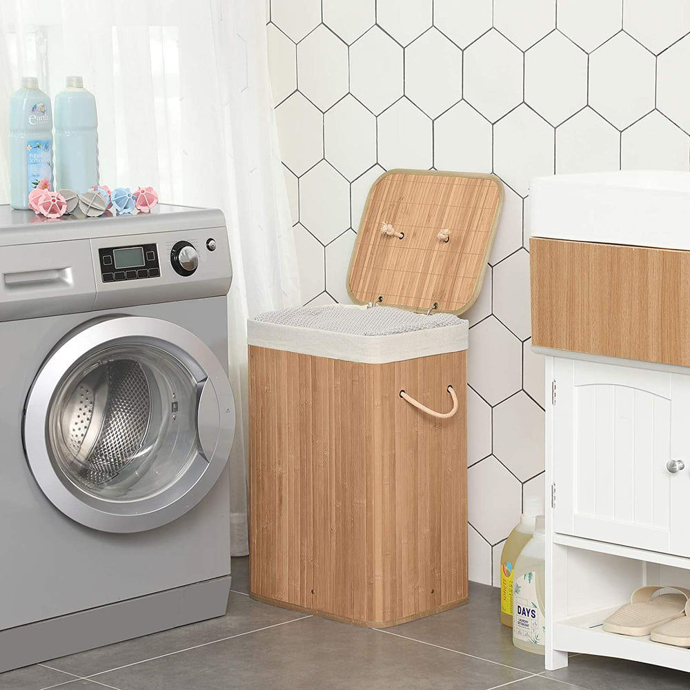 Foldable Laundry Hamper 72L - Lid & Handles - Karrari