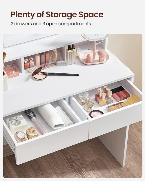 Vanity with Mirror, Lights, Drawers & Shelves - Karrari