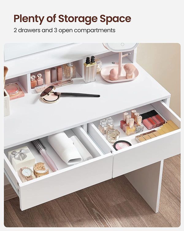 Vanity with Mirror, Lights, Drawers & Shelves - Karrari