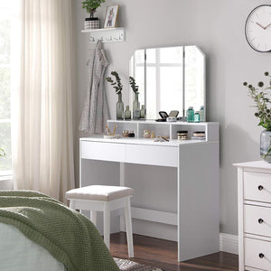Vanity Table with Folding Mirror & Storage - Karrari