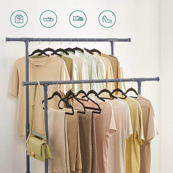 Clothes Rack with Double Rails & Shelves - Karrari
